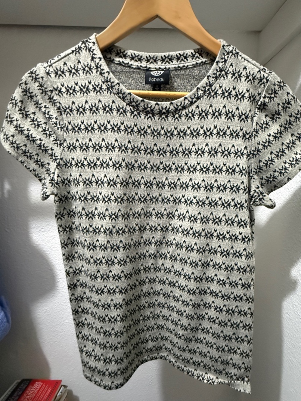 bobeau Black & White Short Sleeve Patterned Tee